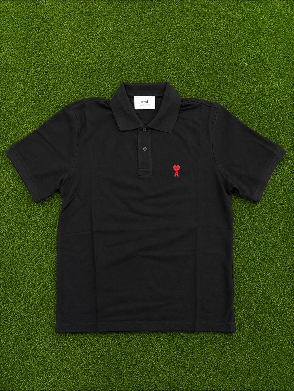 AMI Paris Ami De Couer Black Polo Shirt (L)